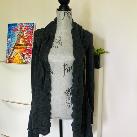 Stretchable Open Front Shaped Knit Cardigan - Picture 5 of 13